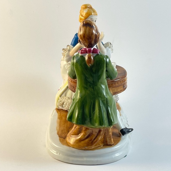 Handpainted Seated Victorian Figures Porcelain Ceramic - Picture 4 of 13